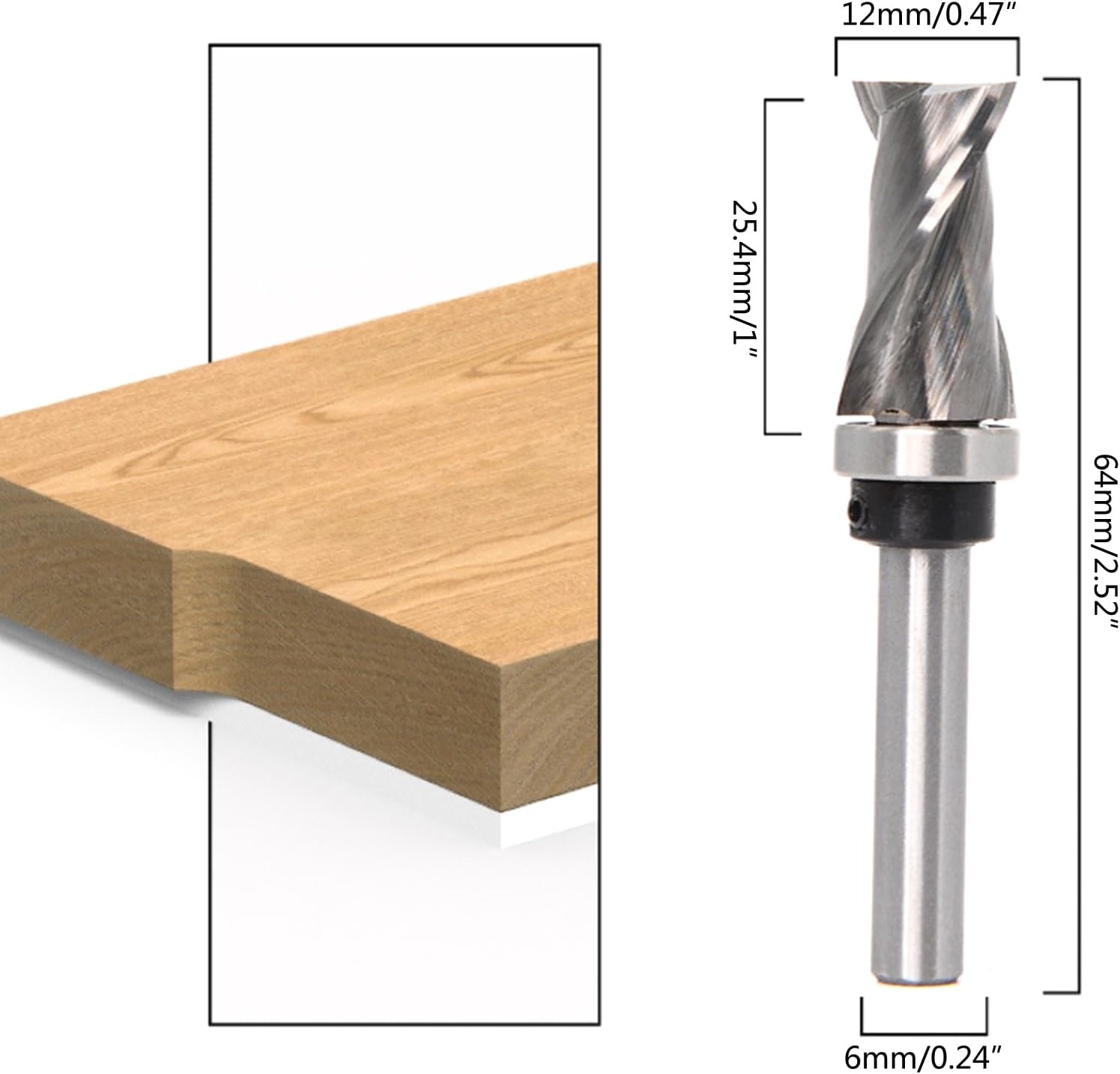 Flush Trim Router Bit Pattern Bit Compression Ultra-Performance With 1-Inch Height & 1/2-Inch Diameter Top