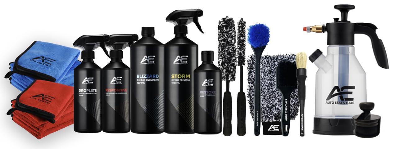 Auto Essentials Pro 21 Piece Car Wheel Alloy Detailing Cleaning Kit + Brushes Rags & Foam Pump
