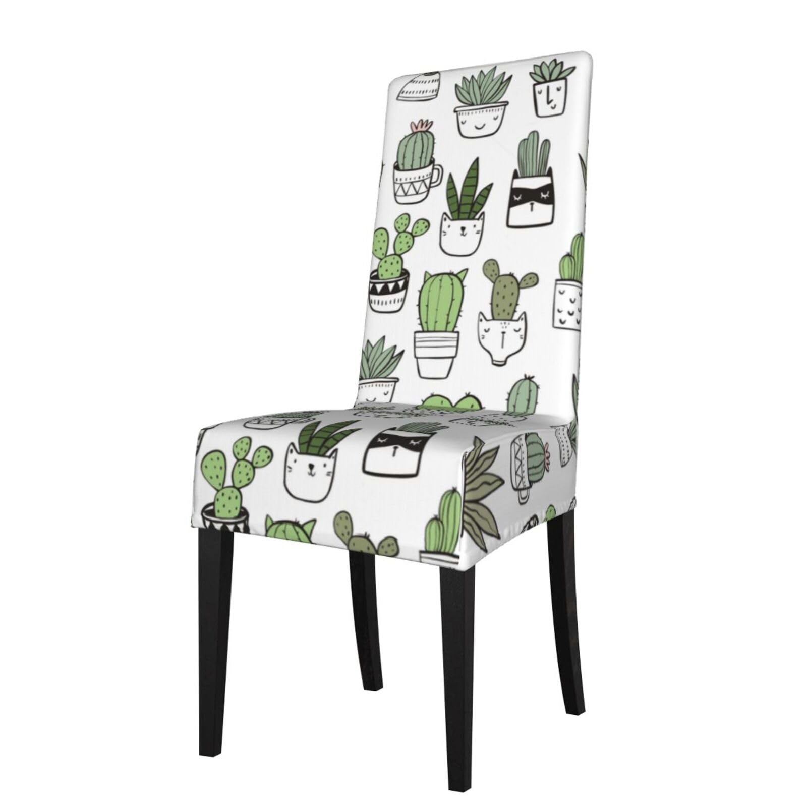 LKYMOH Hand Drawn Cactus Print, Chair Covers Stretch Chair Slipcovers for Dining Room, for Party Pet Protection Universal Fit Soft Polyester