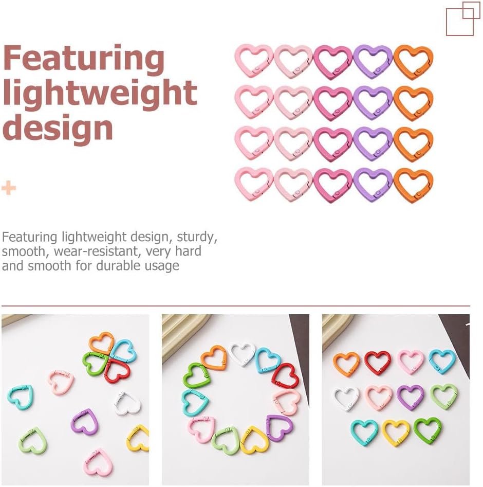 NUOBESTY Heart Shape Spring Snap Hooks Keychain Clips 20Pcs Metal Coil Clasps for DIY Crafts Jewelry Making Bag Accessories - Image 7