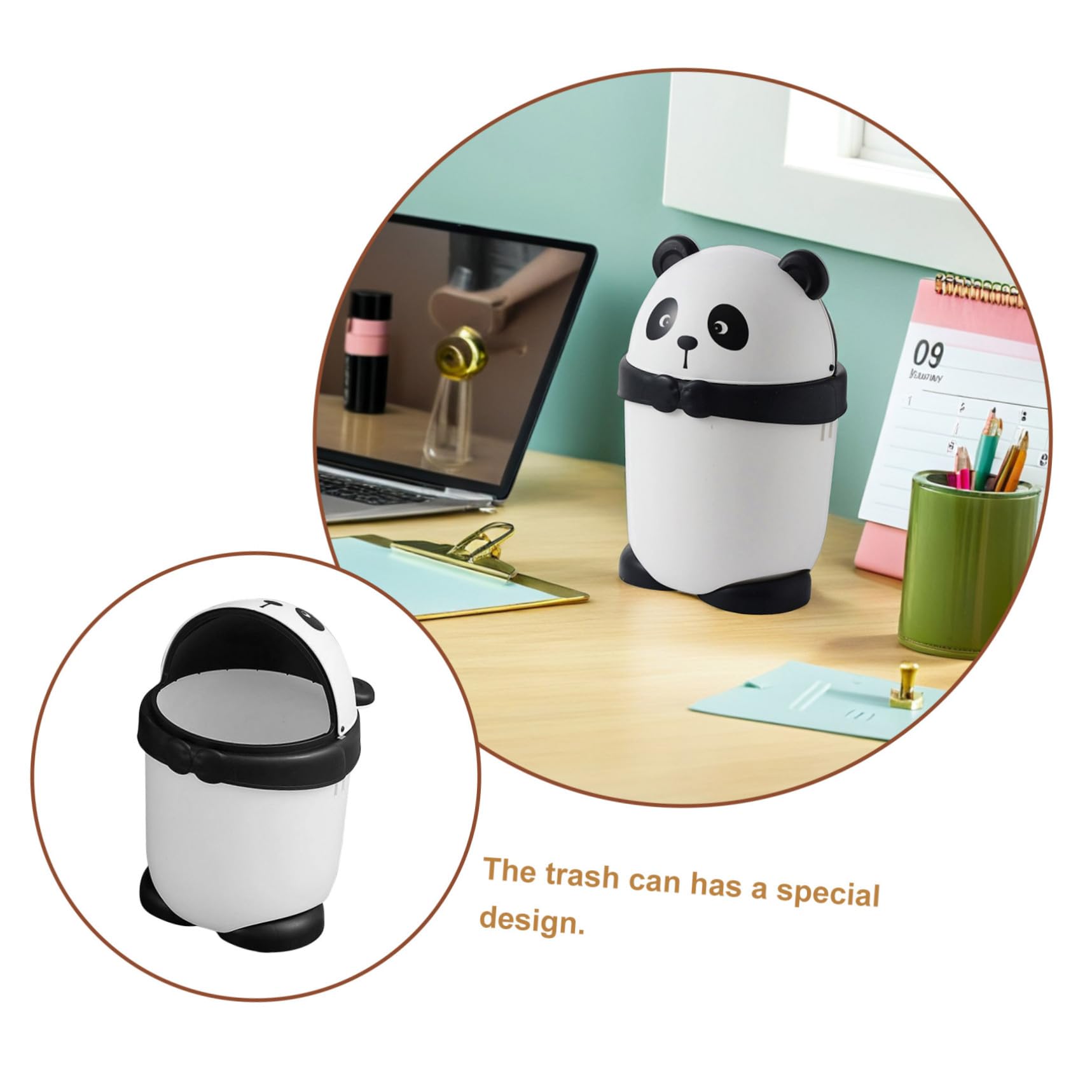 Cabilock Cubos De Basura Pequeños Panda Con Tapa Papelera De Dibujos Animados Para Niño Niña Diseño Para Habitaciones Oficina y Cocina