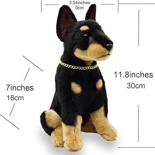 Miniatura 2 de keaiart-ly Juguete de peluche realista de perro Doberman, peluches de animales realistas, muñeca de animales de simulación
