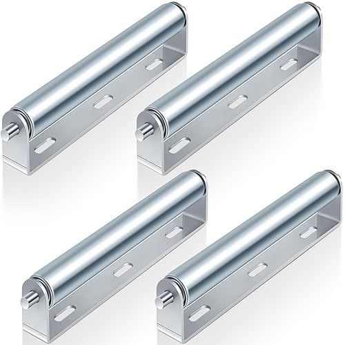 Therwen 4 juegos de rodillos transportadores de 1.5 pulgadas de diámetro con soportes de acero galvanizado de 10 pulgadas, juego de rodillos largos