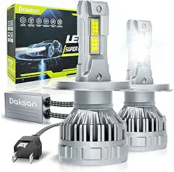 Kit Ultra Lâmpada LED Daskan H4 36000LM 6500K Branco Frio, 2 Lâmpadas 100W Super Brilho com Canceller e Reator, IP68, 12-24V, Cinza