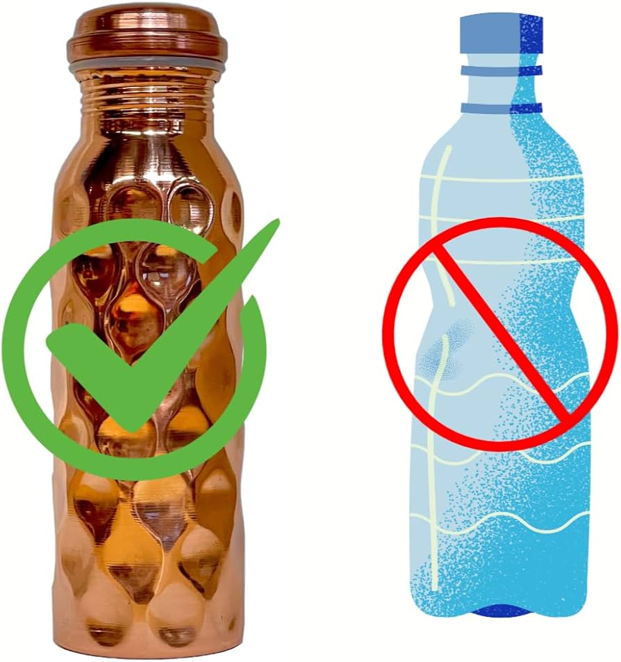 純銅製ウォーターボトル、カップ２個インド製アーユルヴェーダ Amazon | 銅製 ウォーターボトル1本 マグカップ2個 セット アーユル