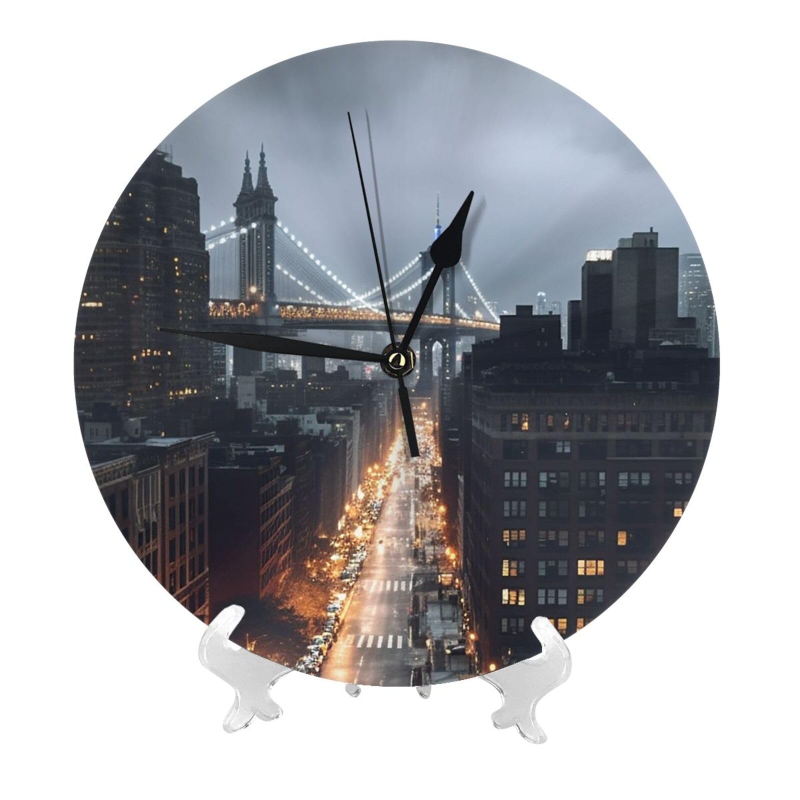 DWVTSLH New York City Wall Clock 10 Inch Silent Non-Ticking Modern Clocks Battery Operated - Decorative Wall Clocks for Bedroom Living Room Kitchen Office Wall Decor Gift Idea