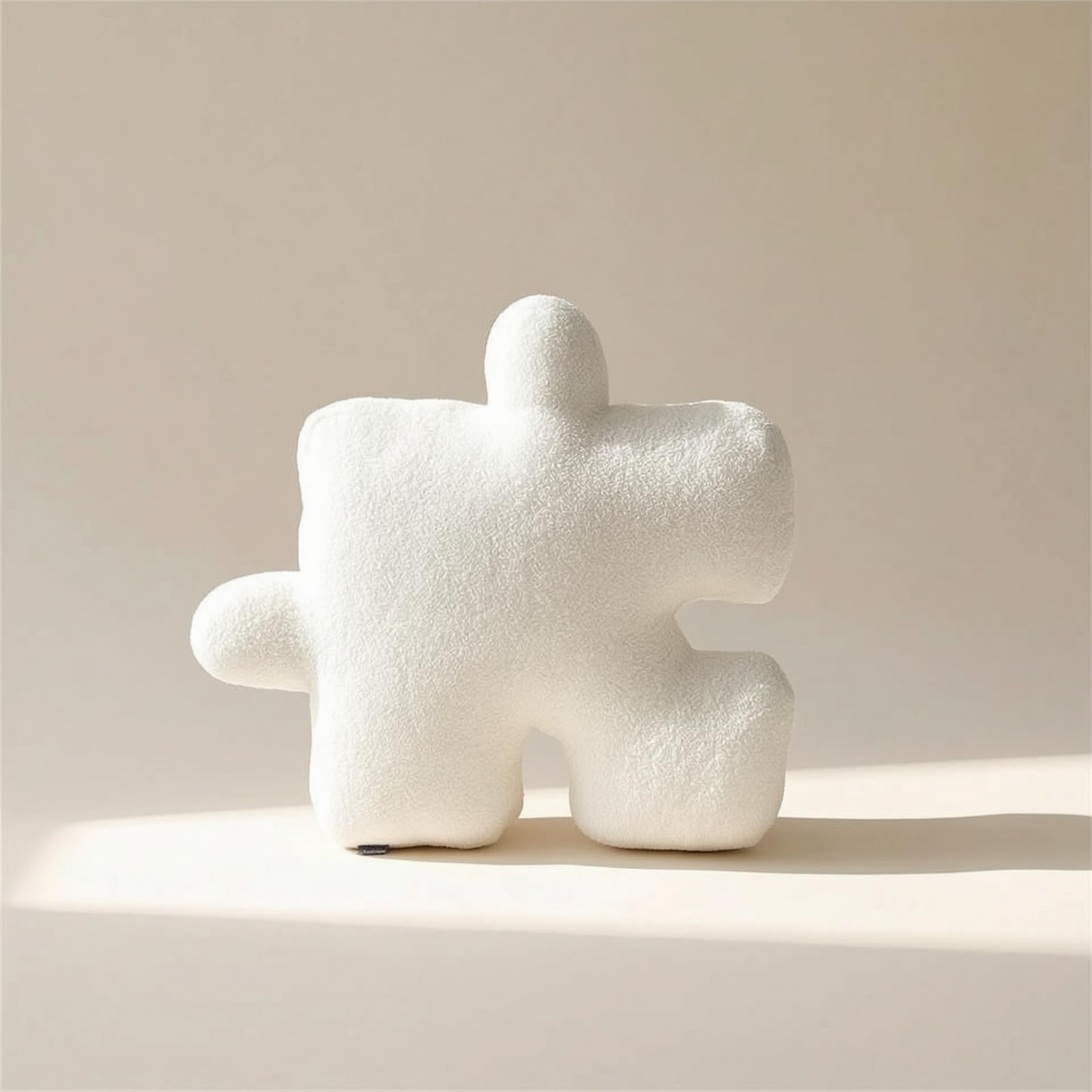 Cojín con Forma Puzzle Morno Cojín Boucle Acogedor Almohada Piso con Forma Rompecabezas para Dormitorio, Negro