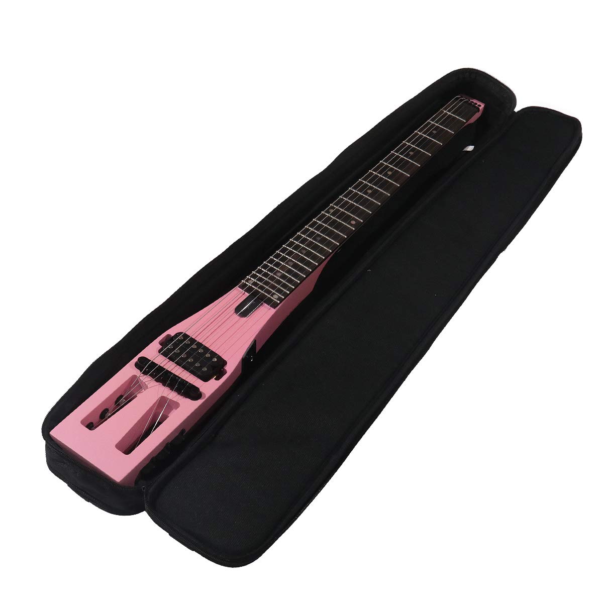 Chitarra elettrica portatile per esercitarsi, da viaggio, 82 cm, 1,6 kg, full-scale da 65 cm, con custodia Gigbag, per destrimani, rosa