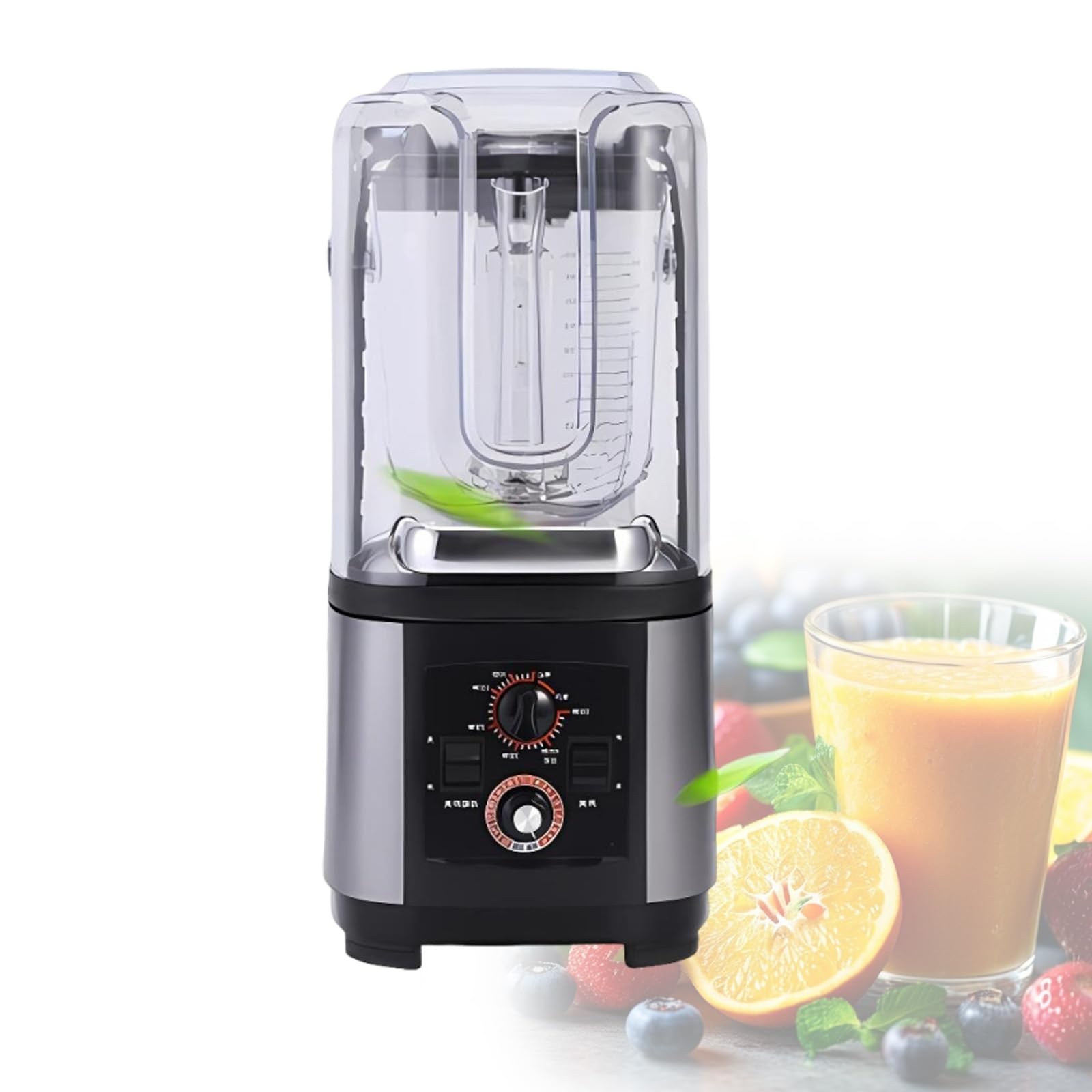 GYKOZY Soundproof Commercial Blender, 2L Jar, Fast Ice Crusher, Variable Speed, Self-Cleaning Smoothie and Milkshake Maker