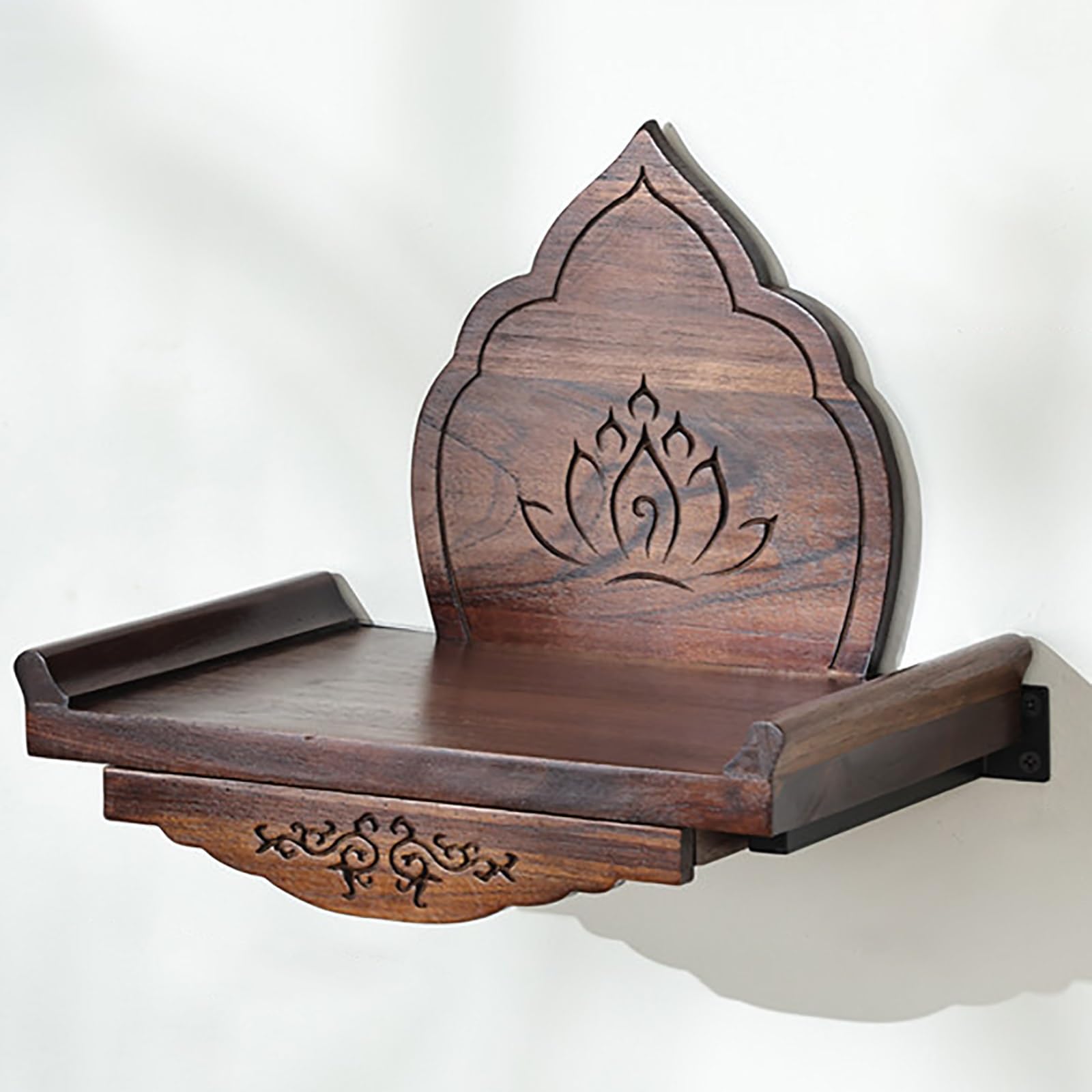 Armadietto da altare buddista da parete, in legno massello, tavolo per incenso e preghiera, scaffale da parete versatile per pratiche spirituali