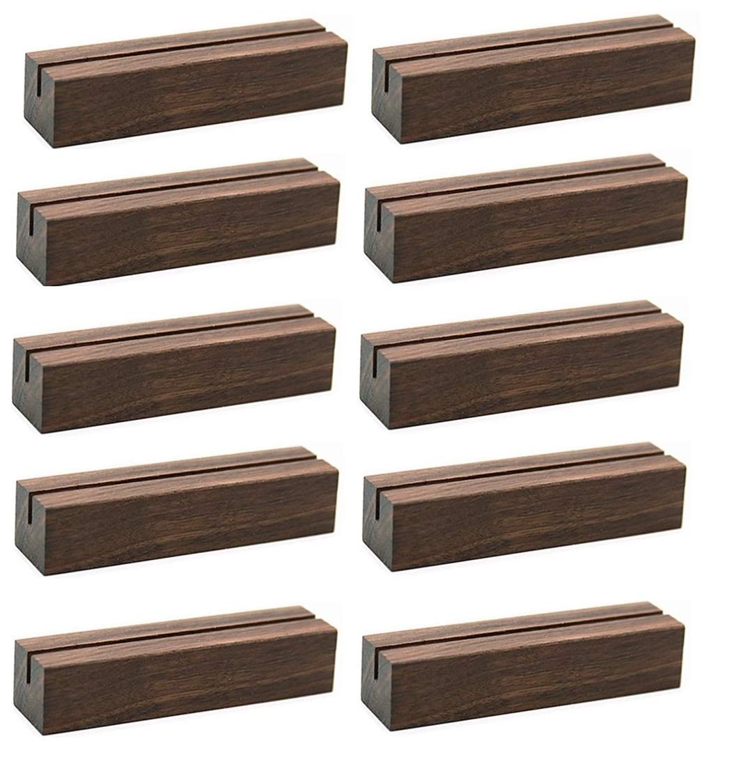 NJ Natural Wood Card Holders Wood Place Card Holders length 12.5 cm , Premium Table Number Holders, Table Place Cards, Wood Photo Holders, Wedding Party Table Name, Photo holder, Surprise Card Holder: 10 Pcs