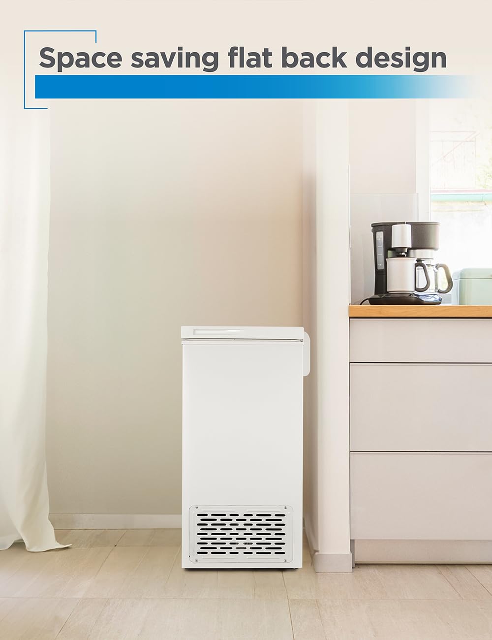 Black+Decker 2.7 Cu. Ft. Compact Chest Freezer, Deep Freezer Holds Up To 94.5 Lbs. Of Frozen Food, Removable Storage Basket, Bcfk276, White on Fridge.com - View 2
