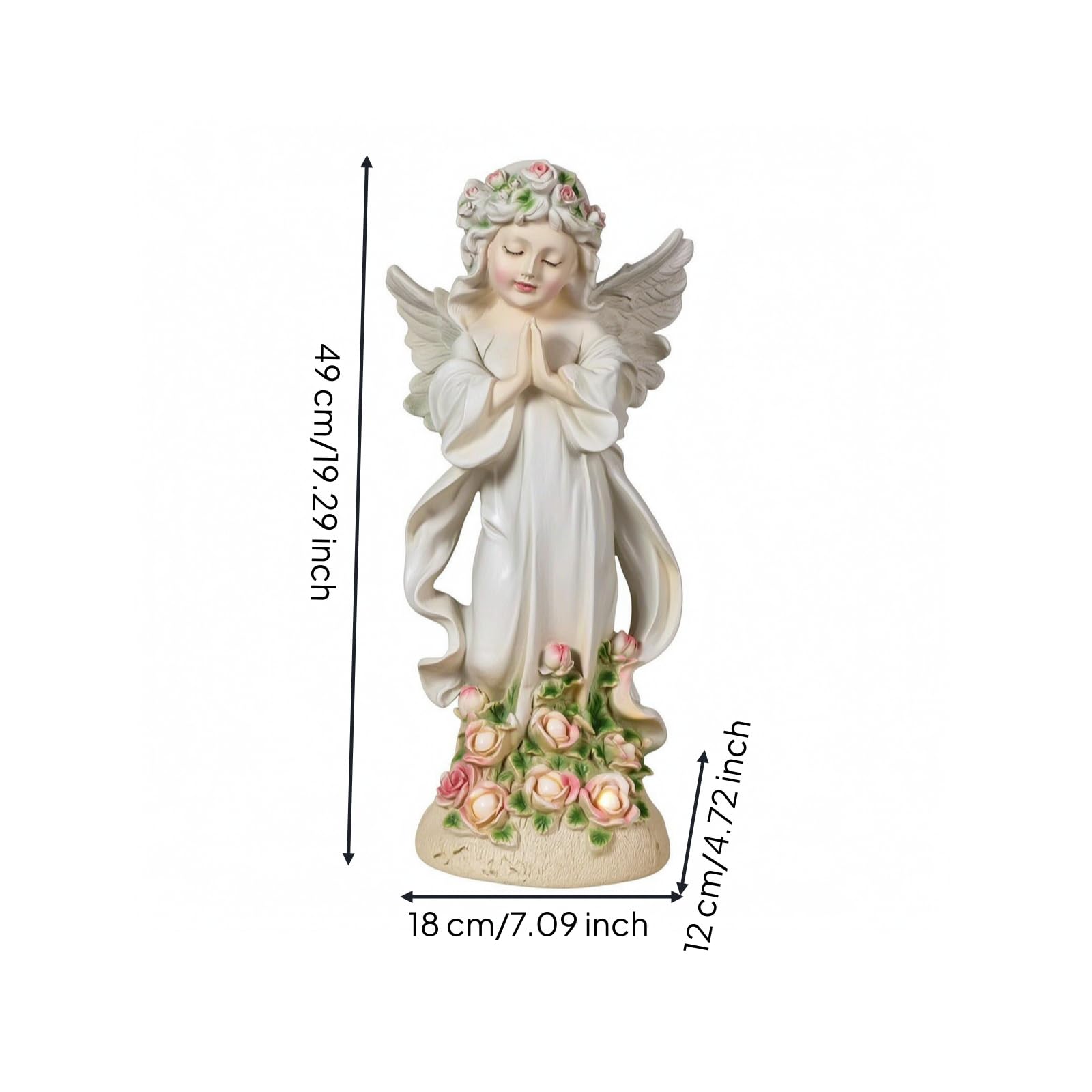 Statue Panneau Solaire | Finition Ivoire Élégante, Étanche, Lampe LED, pr Mariage