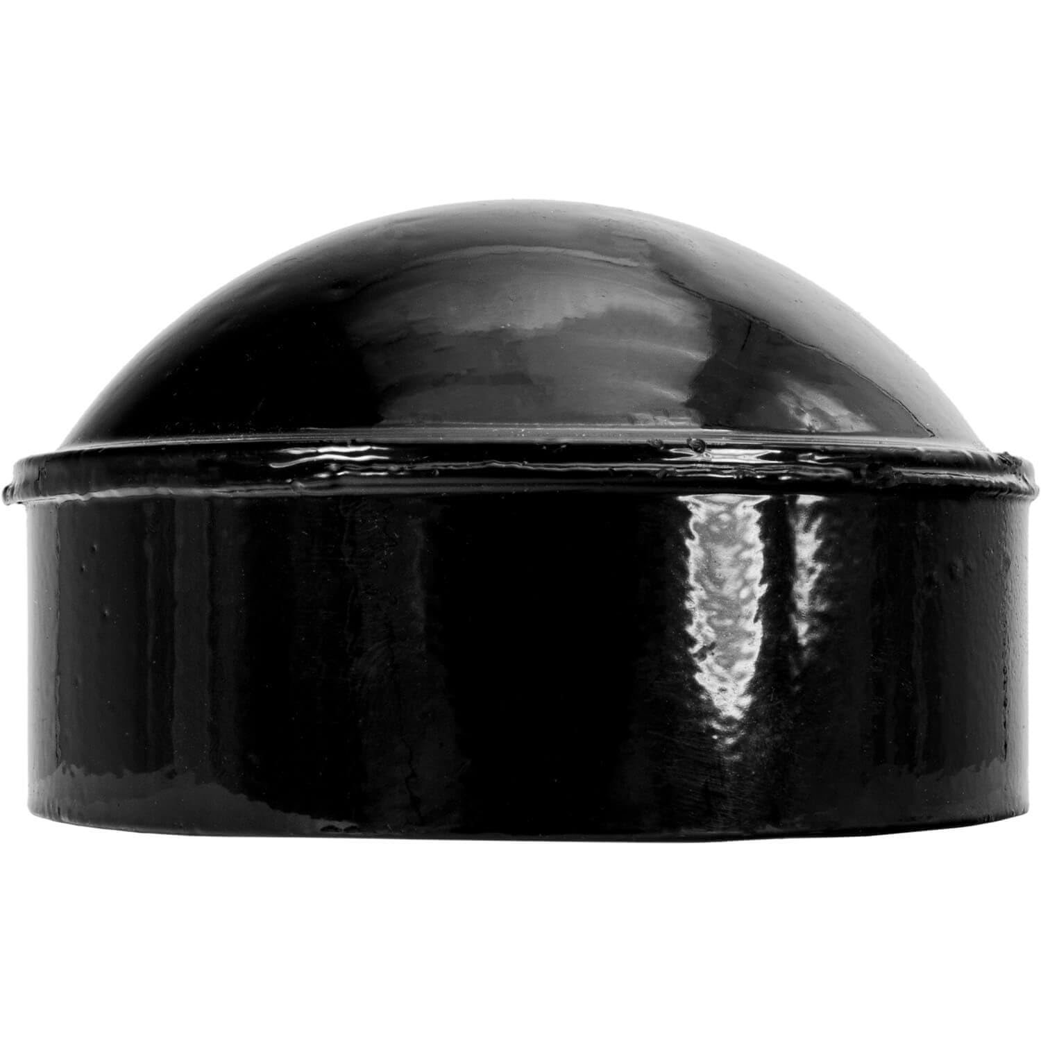 3-1/2" Black Powder Coated Pressed Steel Chain Link Post Cap - Use for 3-1/2" Outside Diameter Post/Pipe - (2 Pack)