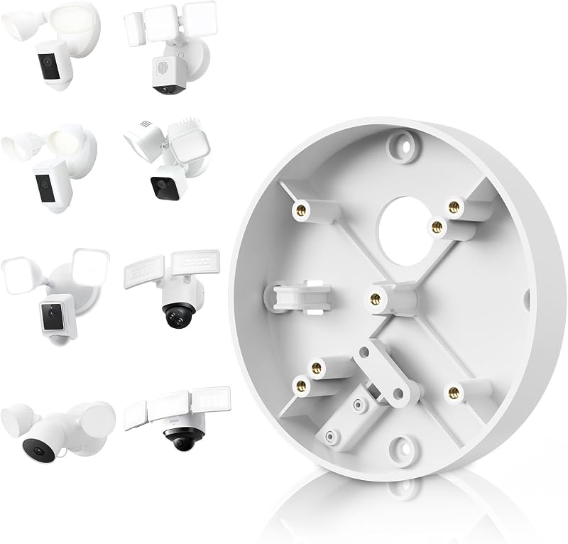 Plug-in Mount for Ring Floodlight Cam Wired Plus/Pro,Ring Smart Lighting Floodlight,Blink Wired Floodlight Cameras,Wyze Floodlight Camera V2/Pro and Roku Flood light Cam Mounting Bracket, Easy Install