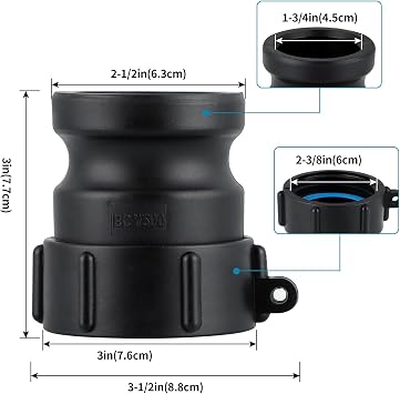 IBC Tote Adapter, Cam and Groove Fitting (2 Female Buttress Thread x 2 Male Adapter)