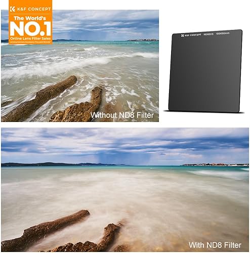 Miniatura 2 de K&F Concept 3.937 x 3.937 in ND8 (3-Stop) Filtro Cuadrado Ultra Delgado HD 28 Recubrimientos Multicapa Densidad Neutra Importación AGC Vidrio Óptico