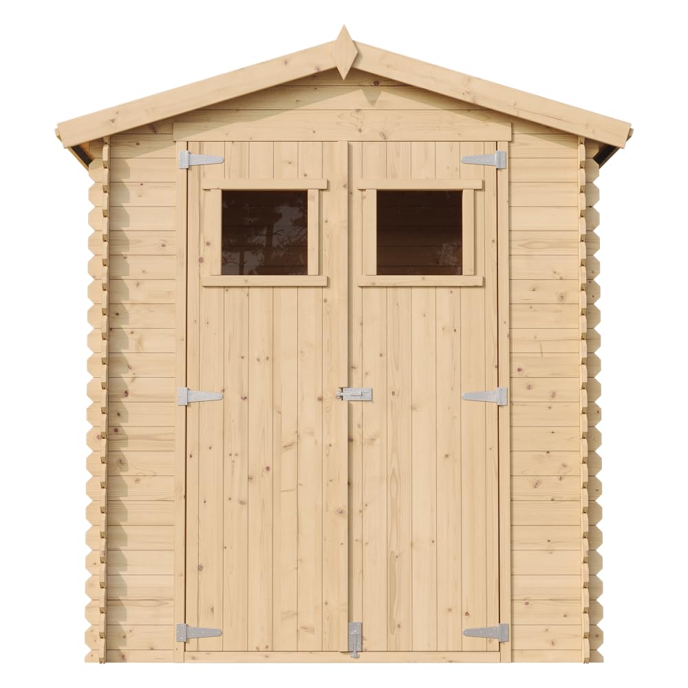 Holzhaus Gartenhaus TIMBELA M367+M367G - Gartenschuppen Holz mit Boden Imprägnierte B196xL136xH218 cm/ 1.98 m2 Lagerschuppen für Garten - Fahrrad Schuppen - Wasserfestes Dach