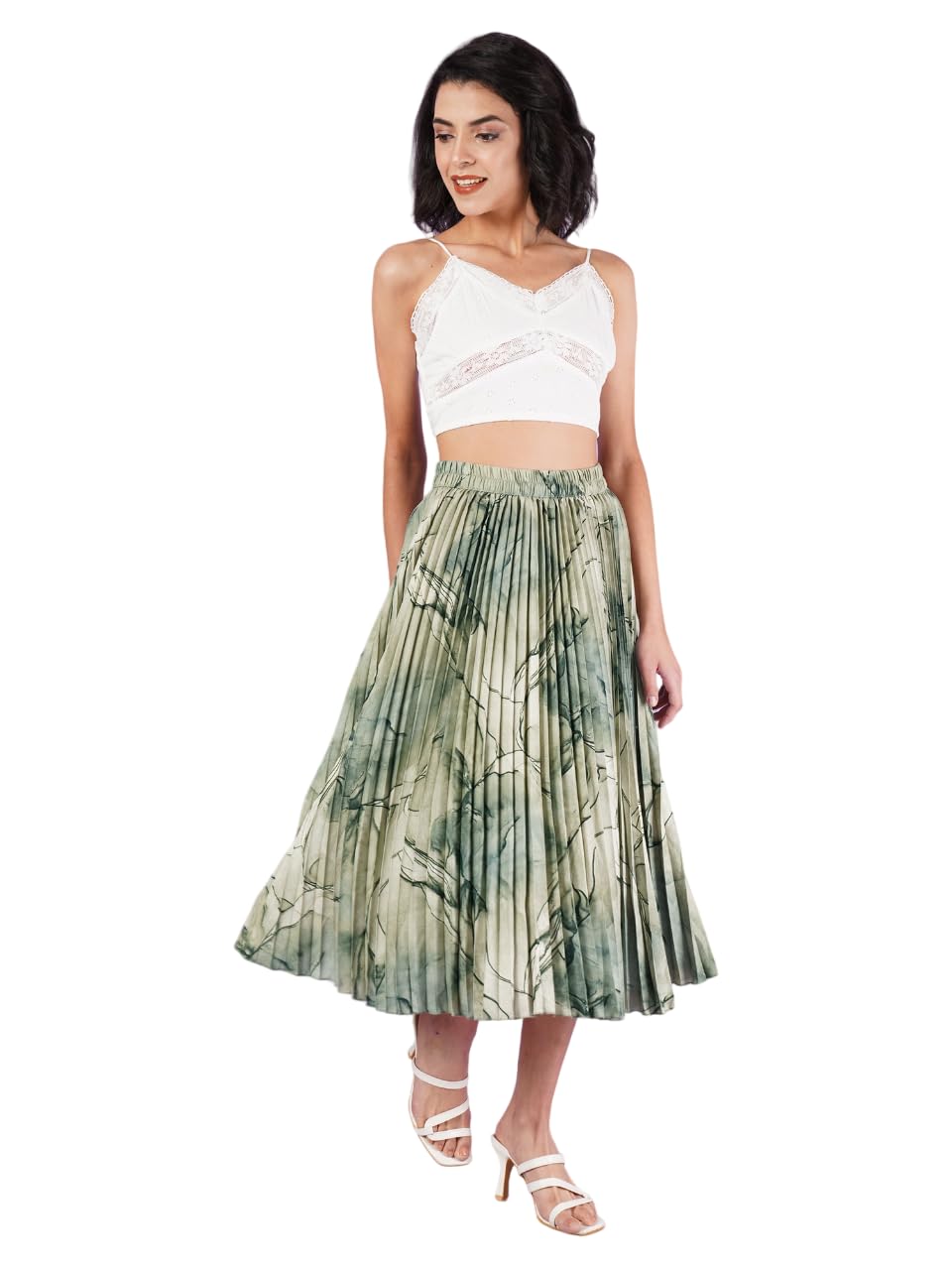 otabu | Exquisite Marble Elegance A-Line Printed Midi Skirt for Women-picture-26