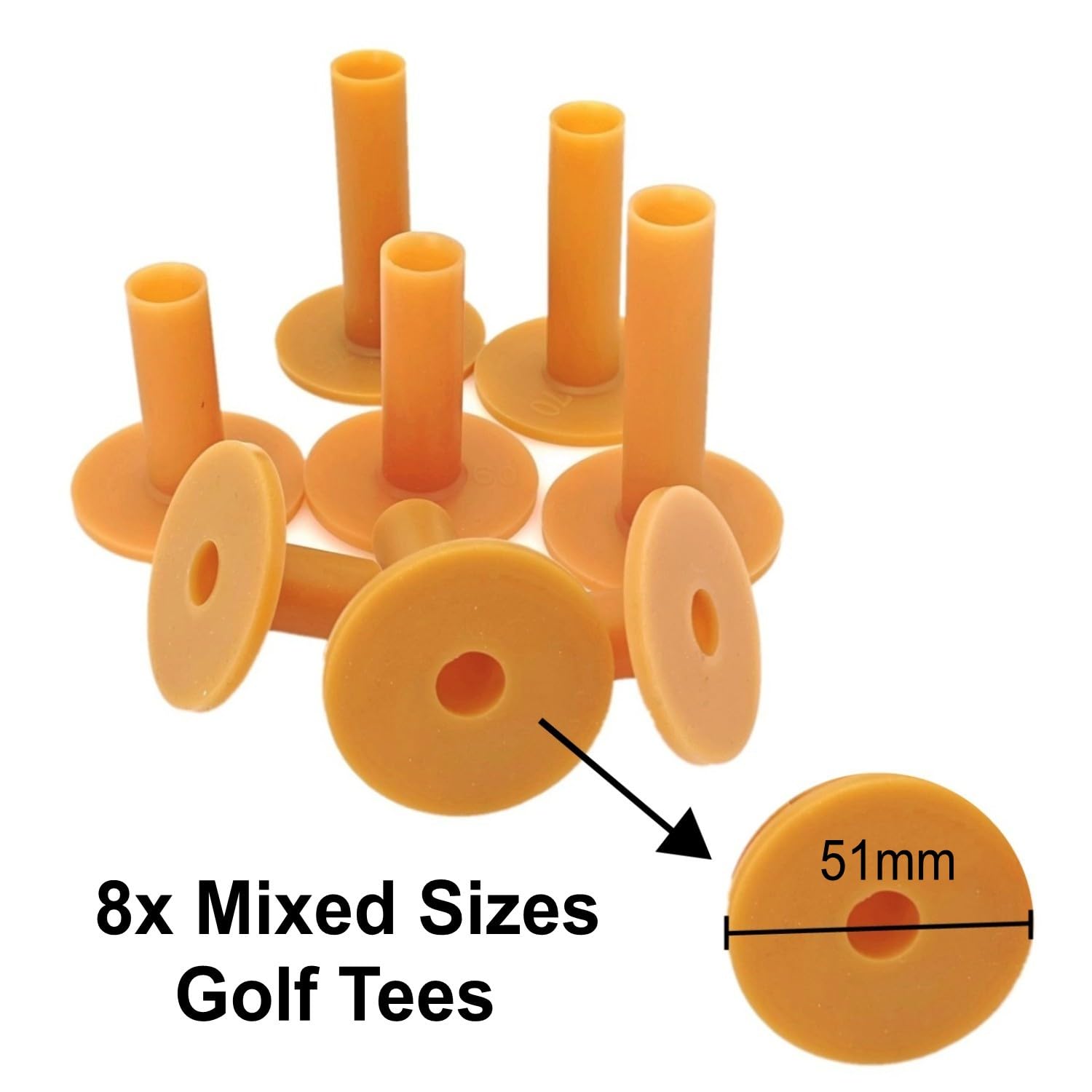JZK 8x tees golf goma suave varios tamaños 35-80mm para tapete práctica campo
