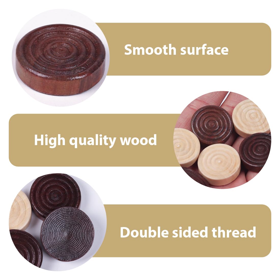 Holzspielsteine für Brettspiele, Dame, Backgammon & Schach, 24 PCS, Gelb, Einfarbig, Erwachsene, Unisex, Holz, Freistehend