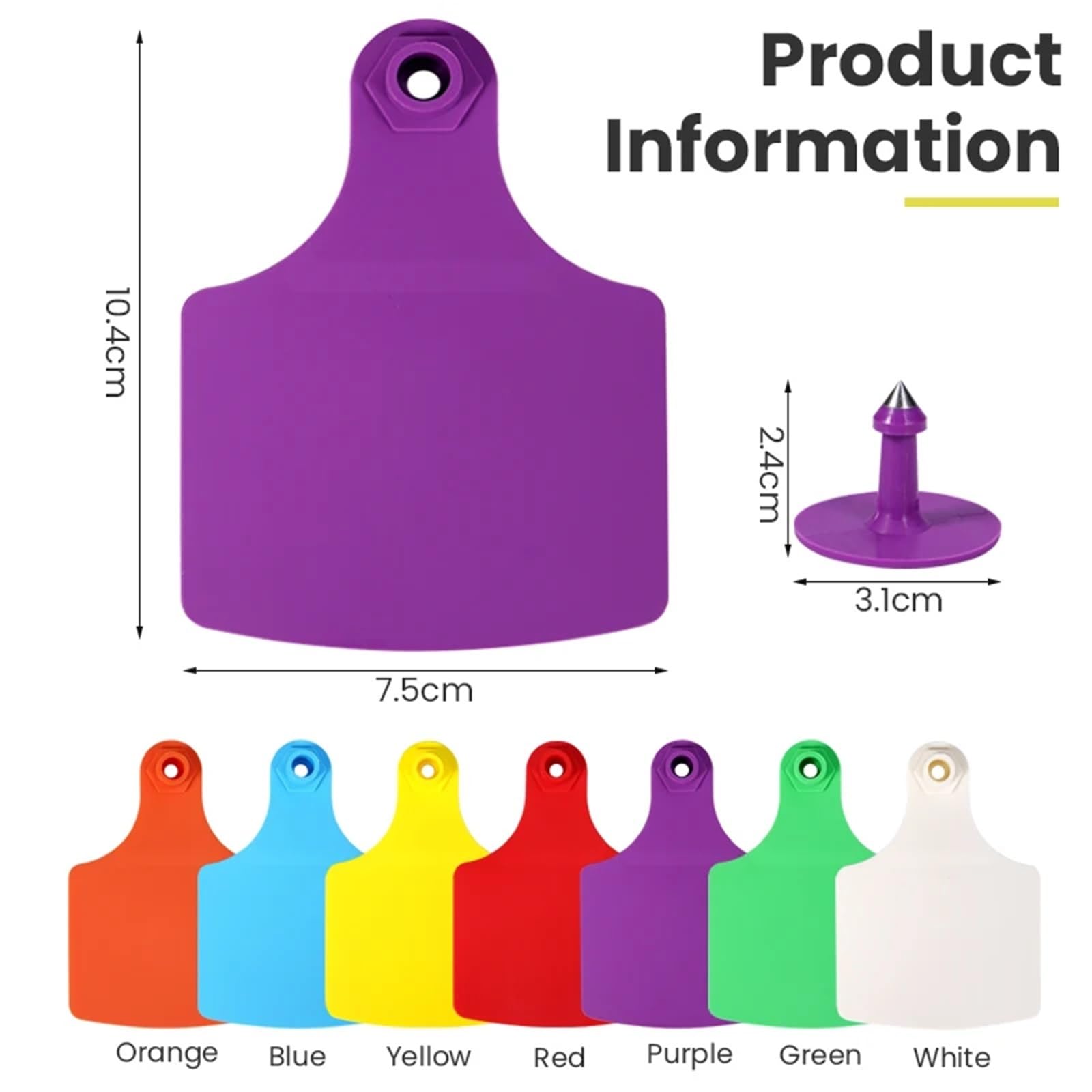 100 marcatori per orecchie di mucca, grandi 105 x 75 mm, etichette identificative per animali senza parole, per orecchie di bestiame, marcatura per la fattoria (rosso)