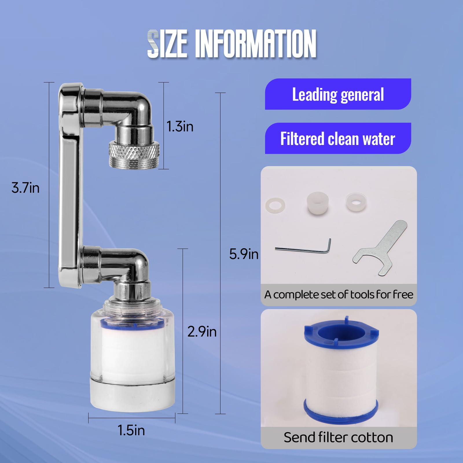 5 faucet filters - kitchen sink bathroom sink alternatives - faucet extender PP cotton - strong filter to — view 4