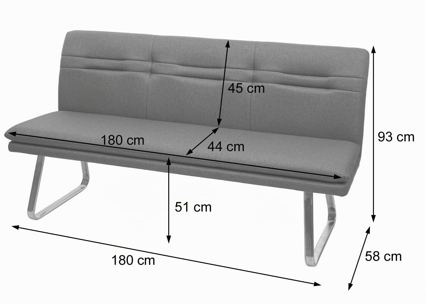 Mendler Sitzbank HWC-H70 180cm Stoff/Textil - braun