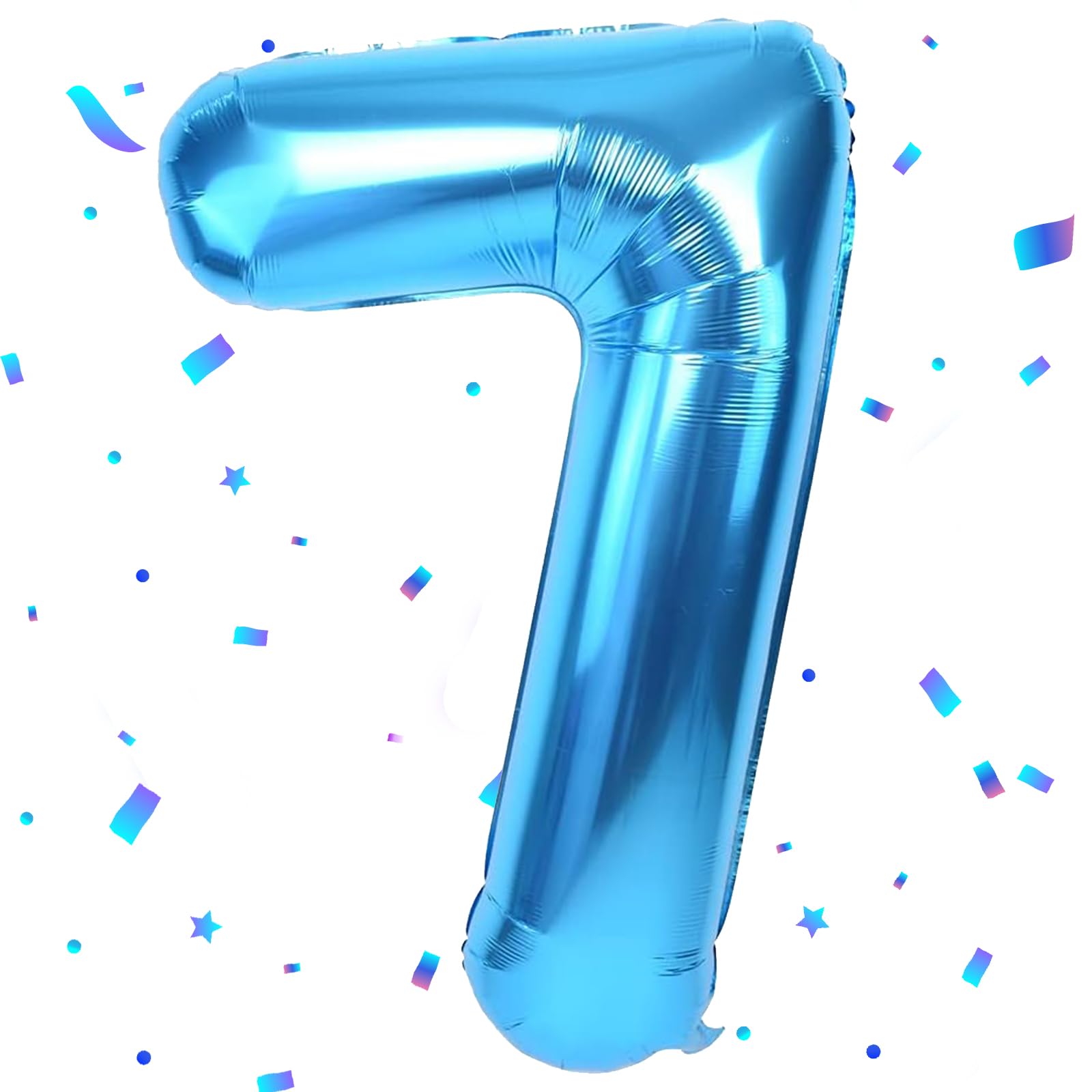 Blue 7, Number Balloon, 40 Inch Foil Balloon, 7.101 cm Number Balloon, 7 Helium Balloon for 7 Years Birthday, Birthday Decoration, Children, Girls, Boys — image 1