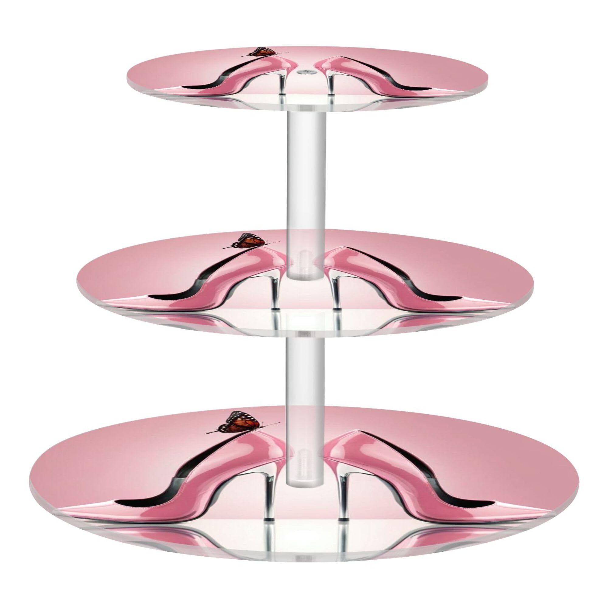 PYBUG High Heel 3 Tier Acrylic Cupcake Stands Tower,Dessert Table Display Set for Tea Party,Wedding,Birthday, Baby Shower
