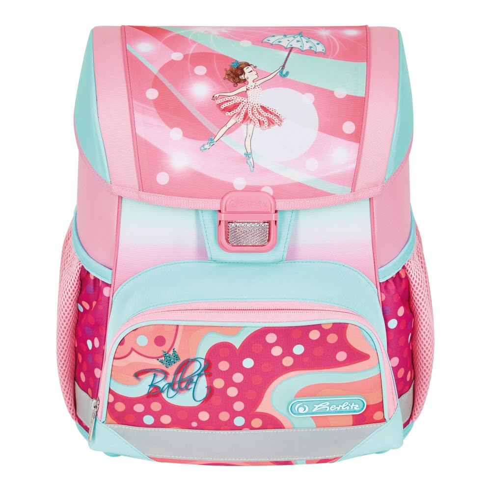 Herlitz Tornister Szkolny Loop | Dziecięcy Organizer Dla Ucznia Dzieci | Sztywne Plecy | Unisex | Szkolna Torba na Plecy | Pojemny Wytrzymały Plecak na Przybory Szkolne | Ballet Love
