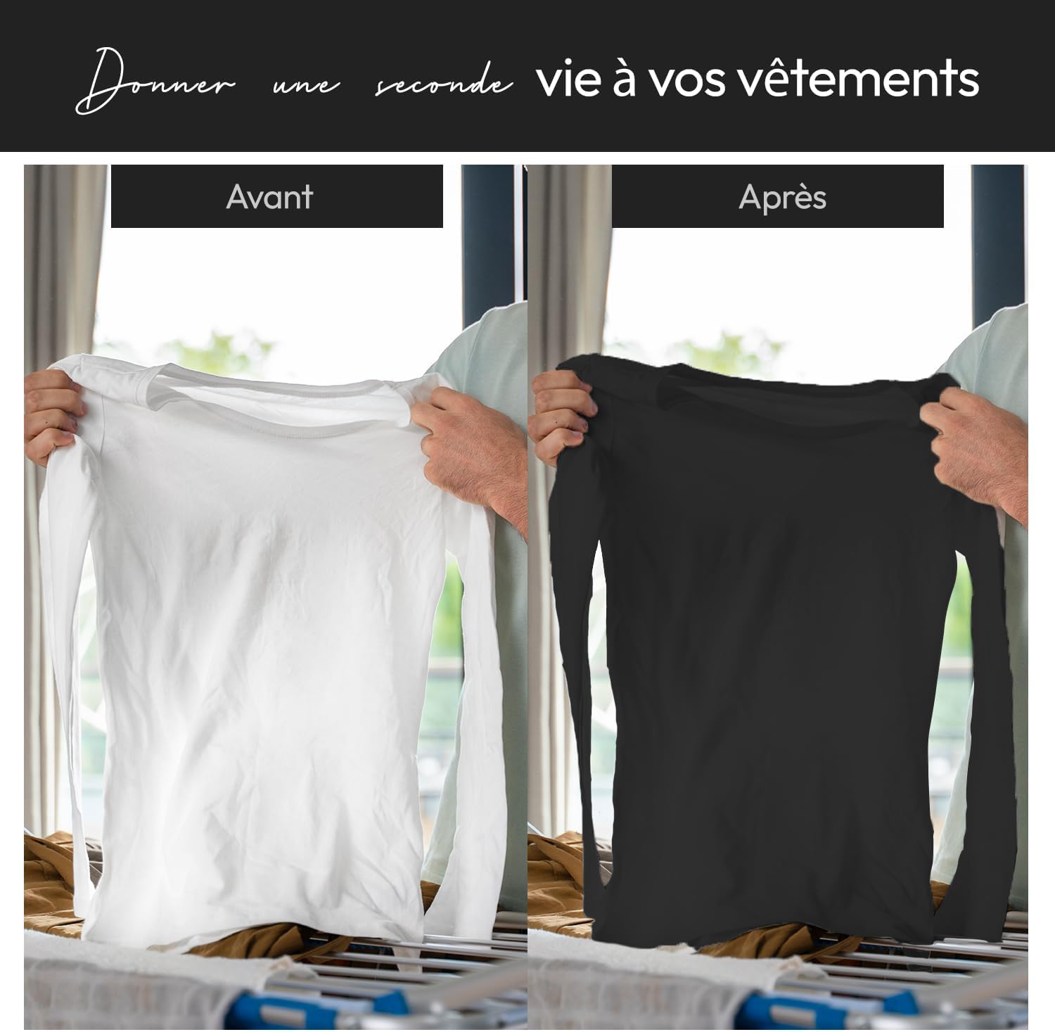 Haute Couture - Teinture Textile Tout-en-Un - Noir Intense - 3x350g | Prêt à l'Emploi - Teinture Machine à Laver - Coton, Lin, Soie & Viscose - Plus de 33 Couleurs Disponibles - Intense & Durable