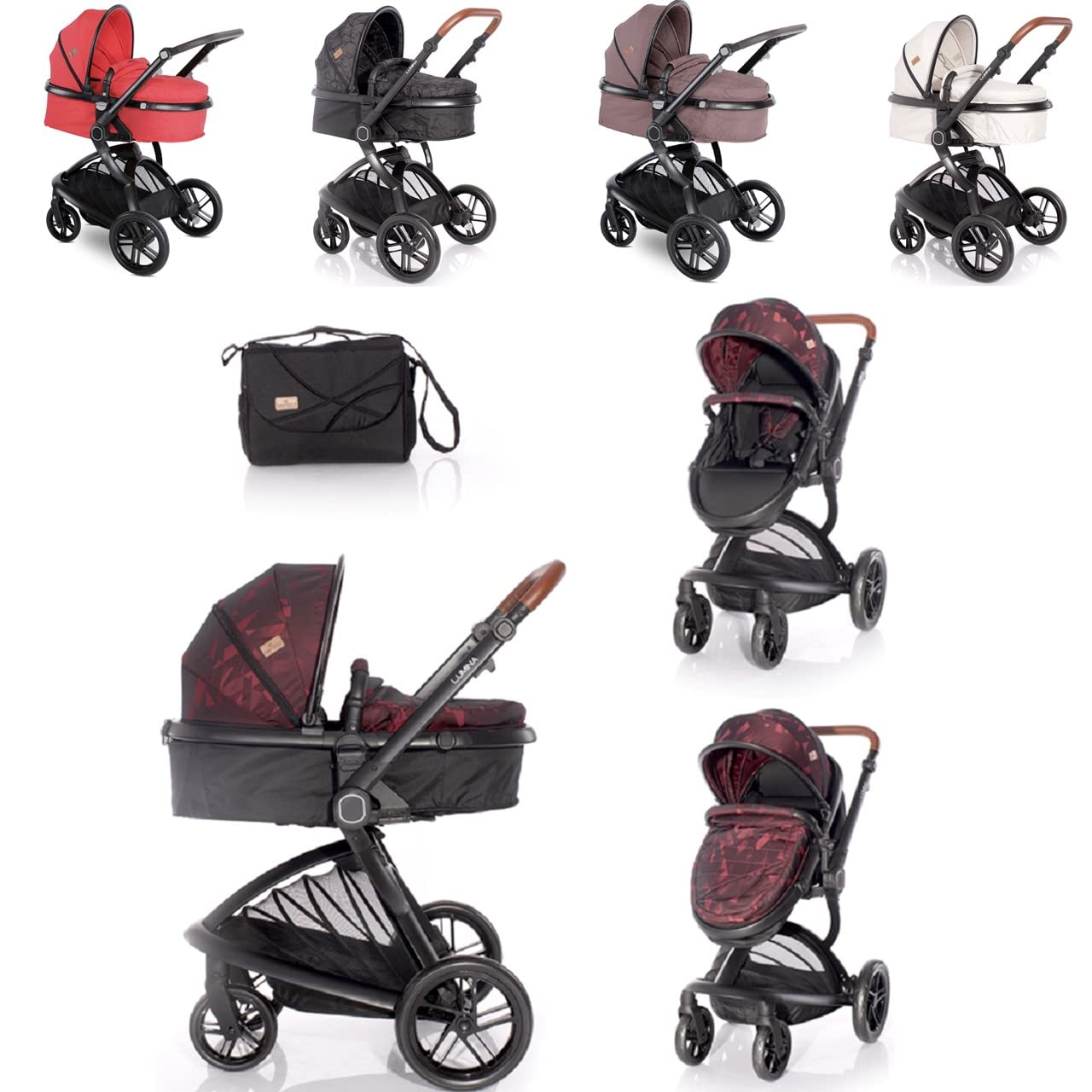 LorelliPremium Combi Pram Lumina 2 In 1, Baby Bath Sports Seat Rotatable One Article, Colour:Red', Red