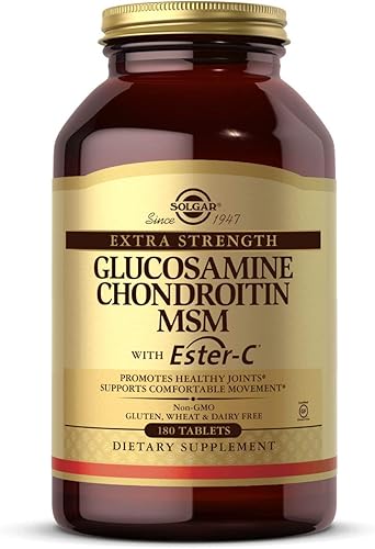 Solgar Condroitina de glucosamina extra fuerte MSM con éster C 180 comprimidos promueve articulaciones saludables apoya un movimiento cómodo y la Solgar Condroitina de glucosamina extra fuerte MSM con éster C 180 comprimidos promueve articulaciones saludables apoya un movimiento cómodo y la