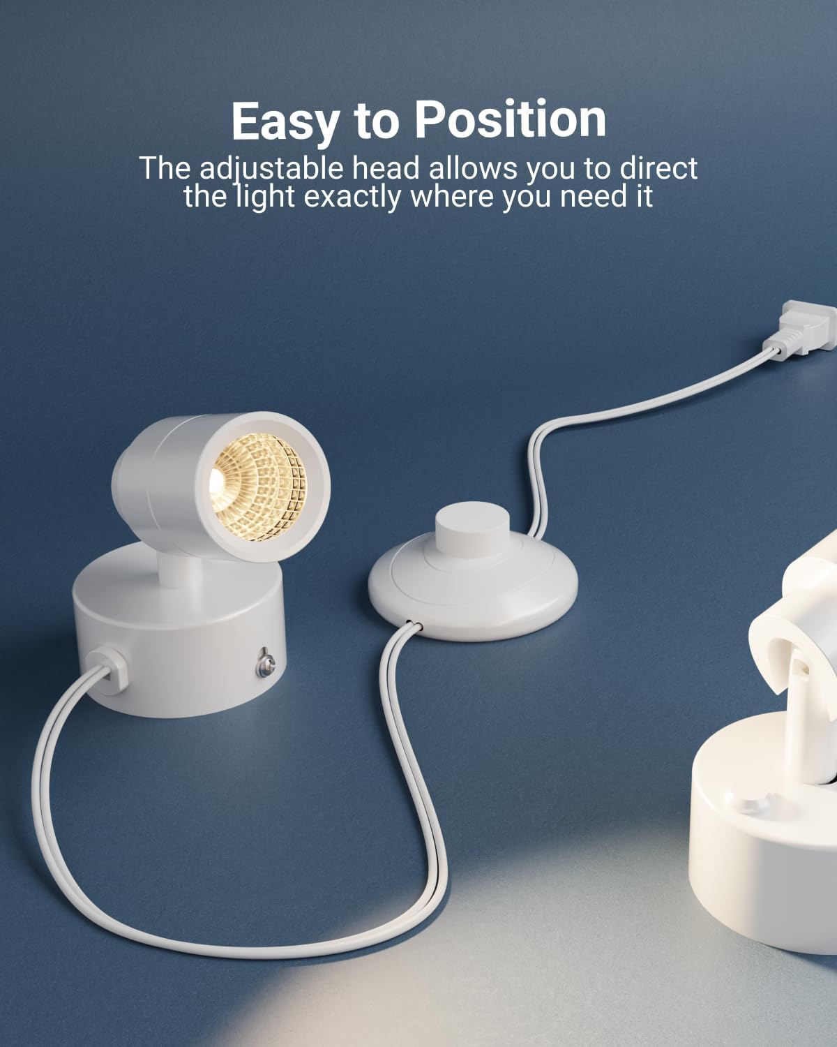 Sunco Uplights Indoor with Foot Switch, 3W LED Floor Spotlight for Indoor Plants, 300 Lumens, 3000K Warm White, Uplighting for Displays & Artwork, 120V Non-Dimmable, UL/ETL Listed, White 4 Pack