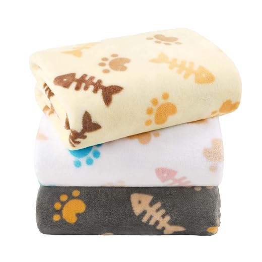 LINENLUX Dog Blankets 3-Pack, Super Soft Fluffy Fleece Pet Throw Warm
