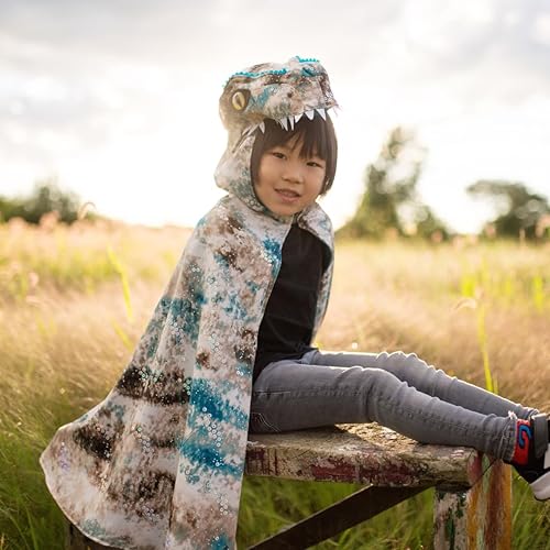 Miniatura 6 de Great Pretenders Capa Raptor, verde azuladomarrón, talla 5-6, 57665, disfraz de dragón para niños