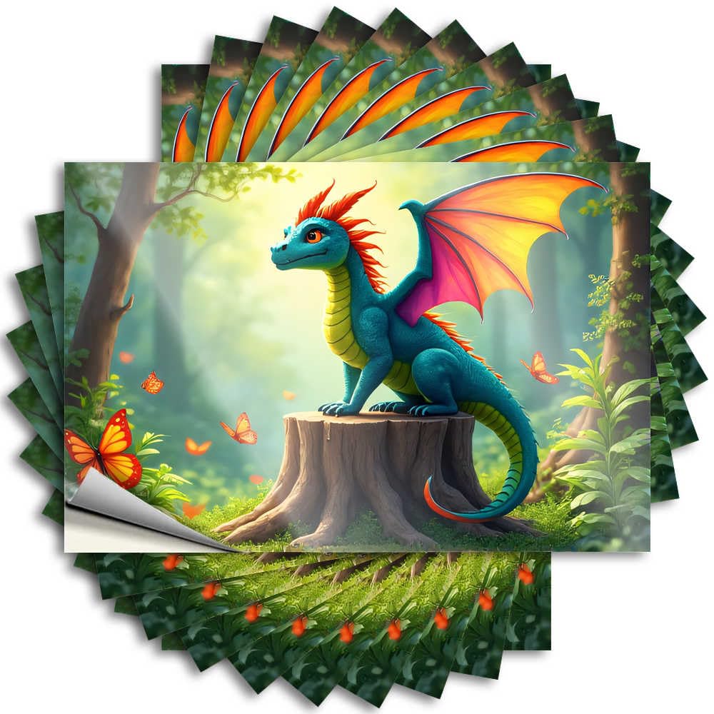 Abipuir - Funny Dragon in the Enchanted Forest Stickers 10 Car Stickers (8 x 12 cm)