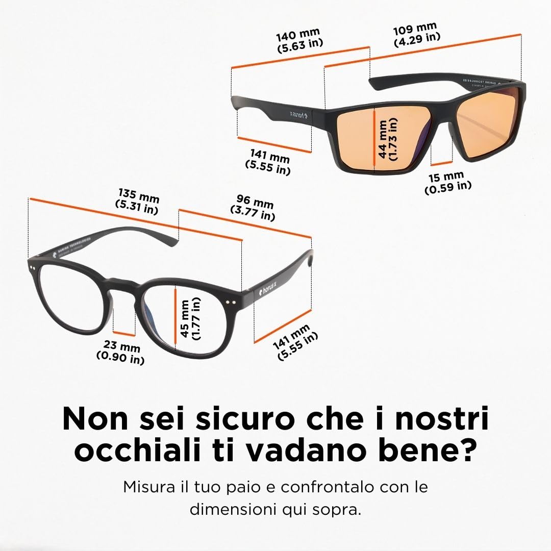 Horus X ® • Occhiali anti-luce blu uomo donna • Occhiali senza correzione | Lunetta Gaming