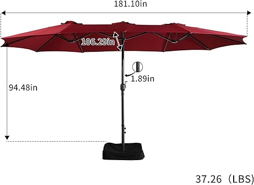 Miniatura 2 de Boyel Living 15ft Patio Umbrella with Base Included Outdoor Patio Table Umbrella, Outdoor Market Extra Large Umbrella, Pool Umbrella For Deck, Pool,