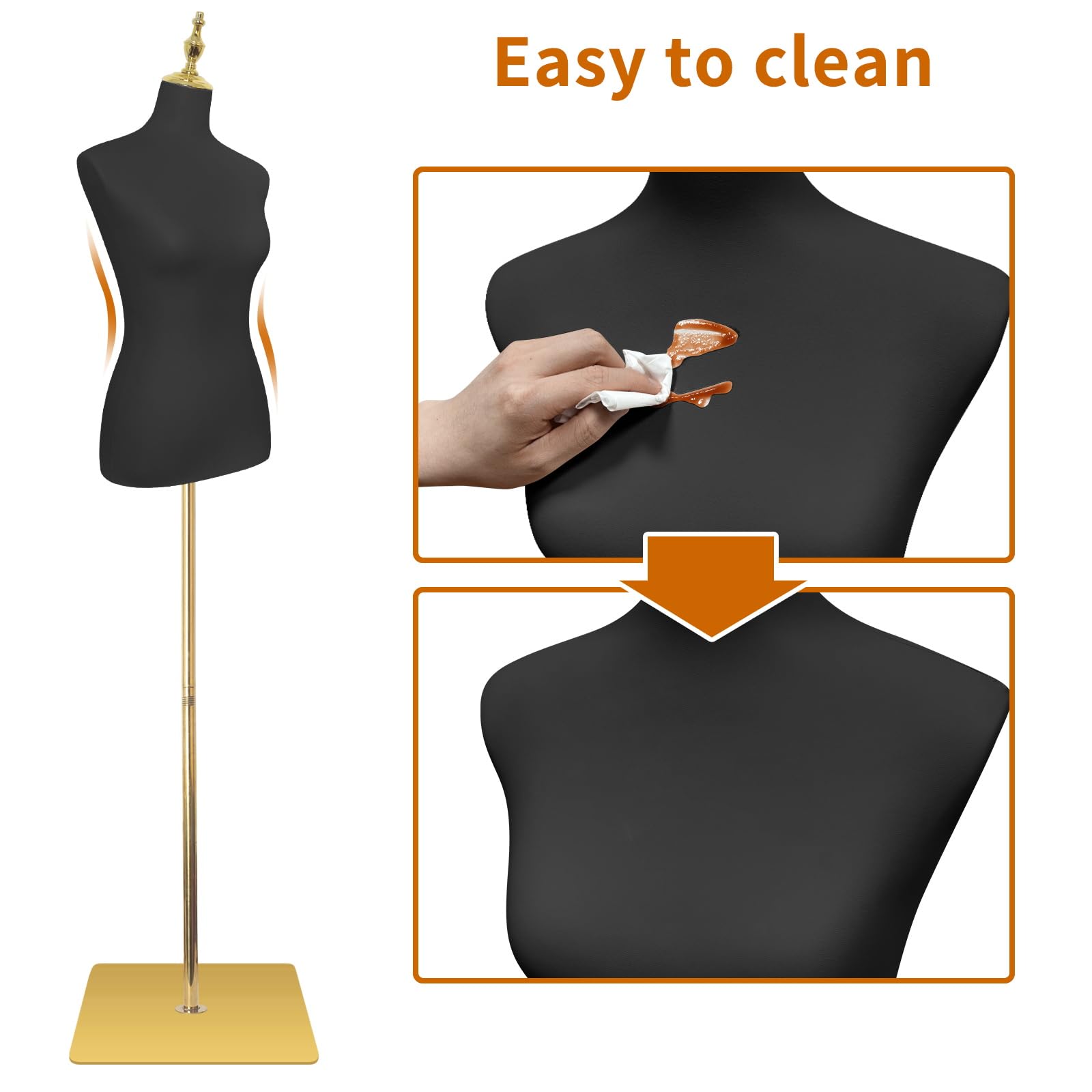 Plus-Size Adjustable Dress Form Mannequin – Curvy Female Torso With Metal Base, Height 61-76.8 In