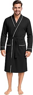 NY Threads Men's Robe Cotton Blend Knit Bathrobe