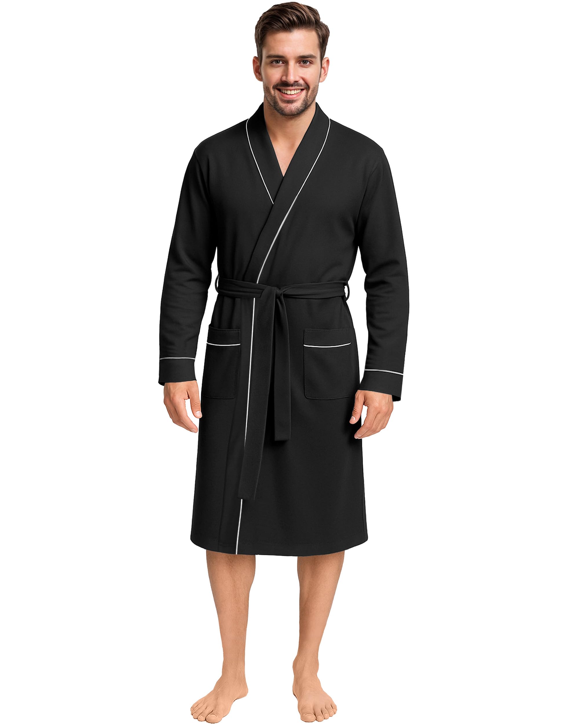 NY Threads Men's Robe Cotton Blend Knit Bathrobe