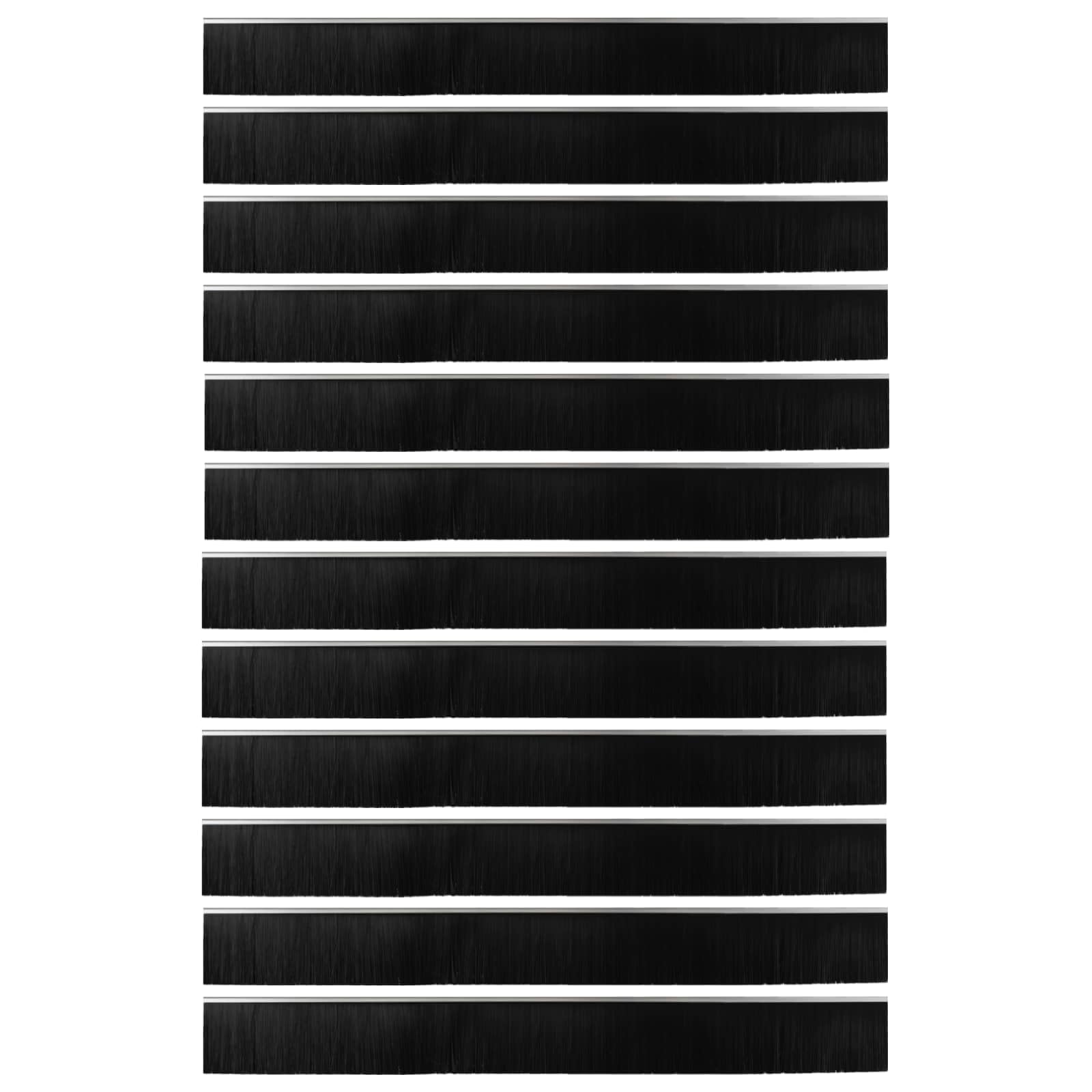Selbstklebende Türbürstendichtungen 12 Stück, 100 cm, Aluminiumlegierung, für Schlafzimmer und Wohnzimmer, Zugluftstopper, Schalldämmung, Staubschutz, einfache Montage