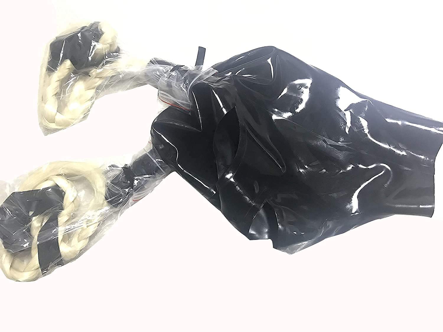 MFMYEE Máscara de látex 100% goma BDSM máscara de esclavitud fetiche-Máscara de Halloween Máscara de cosplay hecha de látex con trenza de mariposa (M)