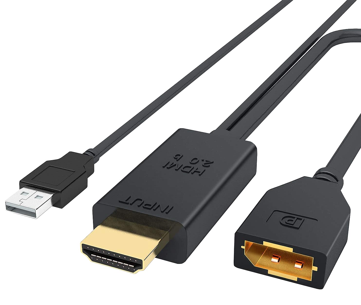 PremiumCord Adapter HDMI 2.0 do DisplayPort 1.2, Rozdzielczość 4K@60Hz 2160p Full HD 1080p, 3D, Kolor Czarny, Długość 25 cm