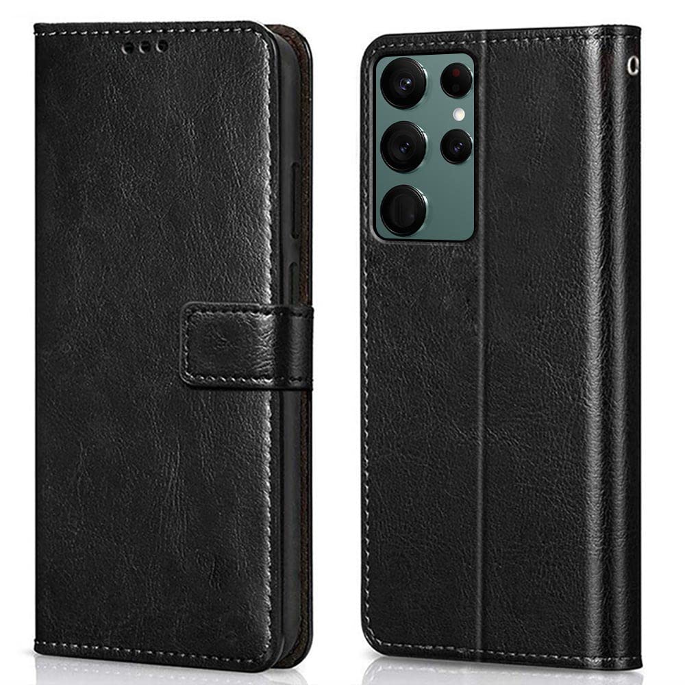 WOW IMAGINE Shock Proof Flip Cover Back Case Cover for Samsung Galaxy S22 Ultra 5G (Flexible | Leather Finish | Card Pockets Wallet & Stand | Black) (B09WVNCRLQ) Amazon Price History, Amazon Price Tracker