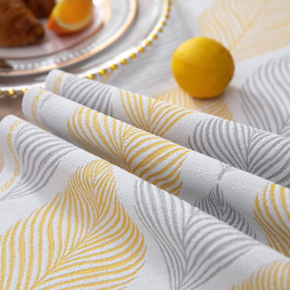 Tapetes Para Mesa,Camino De Mesa Amarillo Gris Camino De Mesa De Navidad Borlas Con Estampado De Hojas Mantel Para Sala De Estar Mesa De Comedor De Navidad Fiesta Decoración Navideña, 33X140Cm