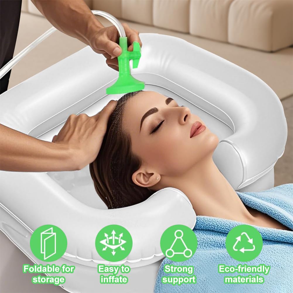 Champú Hinchable para Lavabo,Lavabo Inflable para el Cabello,Lavacabezas Hinchable Portátil para Casa,Lavacabezas para personas encamadas,Lavacabezas Portatil,Lavabo Inflable para Lavar el Cabello
