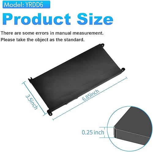Miniatura 4 de Batería YRDD6 de 42 Wh para Dell Inspiron 15 3582 3583 3584 P75F 3593 5584 5585 5590 5593 5594 5598 5582 7586 14 3493 5481 P. 93G 82 5485 5491 5482